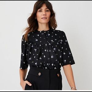Ann Taylor Floral Round Yoke Popover NWT